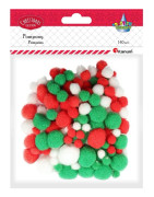 Pompoms mix röd grön vit 140 st Titanum