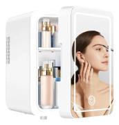 Mini Makeup Kyl, LED-belyst Spegel, Dubbel Strömförsörjning,VIT