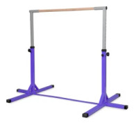 Gymnastikstång, höjdjusterbar gymnastikstång, fjädrande horisontell stång, rosa/blå/lila-lila