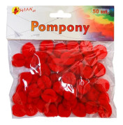 Pompoms färgade röda 50 st Shan SP13