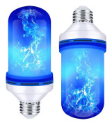 LED-lampa med flameffekt, 4 lägen flamlampor, 2-pack blå E26