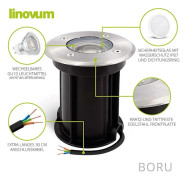 Boru Rund infälld spotlight för GU10-IP67kabel, 110mm*130mm (Glödlampa ingår ej)