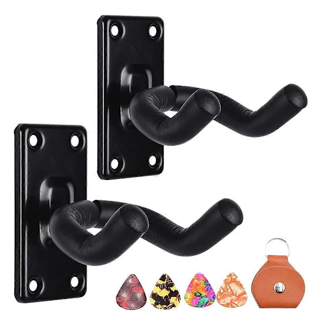 Gitarrkrokar Väggfäste El- och Basgitarrkrokar (2-pack Svarta Metallgitarrkrokar)
