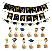 Examensdekorationer 2024, Dekorationer för Förskoleexamen, Unik Design med Elegant Finish, Uppgraderad Kvalitet Förmonterad Glitterbanner