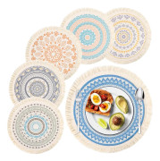 Set med 6 st 33 cm (13 tum) runda bordstabletter, vävda i bomull, värmebeständiga, halkfria bordstabletter i bohemisk stil för kök, matsal, bröllop, fest, bondgårdsbord
