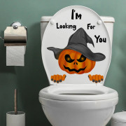 Halloween Dekoration, Pumpa Spöke Klistermärken Skrämmande Och Intressant Mönsterdesign För Släta Ytor, DIY Avtagbara Vattentäta Toalettsitsdekaler,