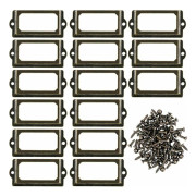 15 st Metall Etiketthållare med Skruvar för Skrivbord, Bokhylla, Hylla, Brons, Storlek 70 x 33mm