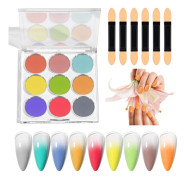 Nagelpulverset, Gradient Nagelpulver, Flerfärgade Nagelkonstpulver, 9 Färger Set Krom Nagelglitter, DIY Glansig Magiskt Spegel Finish Gradient Nagel color 1