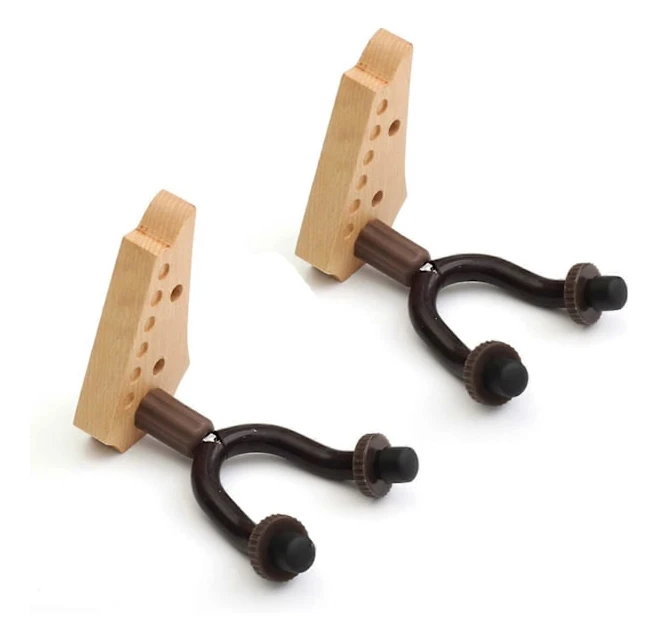 2-pack Gitarrhängare Väggfäste i Trä, Gitarrkrokar för Vägg, Gitarrställ för 2 Gitarrer, Gitarrvägghängare för Basgitarrställ Ukulele Akustisk och