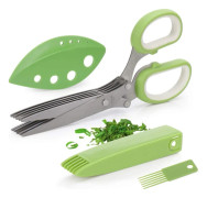 Presentvärd köksredskap, ört sax med 5 blad, premium kökssax i rostfritt stål med strippverktyg, ergonomiskt halkfritt TPR-handtag