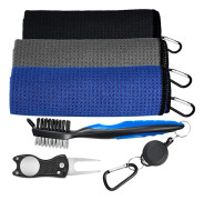 Golfhandduksset för golfare, Mikrofiber Våffelväv Kraftig Karbinhake, Jumbo Storlek Absorberande Golftillbehör för Klubbrengöring, 3 st