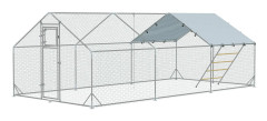 Frigående hönsskåp av stål, 300 x 600 x 195 cm hönsbur med UV-beständigt lock, foderlucka, hängfoder, abborre, hönsskåp för 18-2