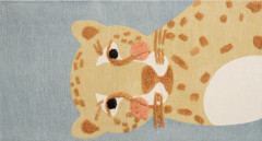 Golvmatta Gul Grå Leopardmönster 80 x 150 cm Löpare med låg lugg för barn Lekrum