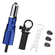 Rivetmutterpistoladapter i aluminiumlegering, nitverktygssats för borrmaskin för hemreparation, elektrisk nitpistol med trebackarsrotor för jämn nitning