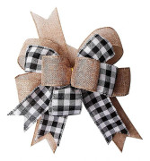 Svart Vit Rutig Presentrosett Juteskransar 30,5 cm x 23,9 cm