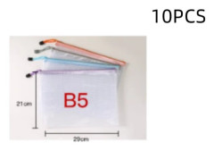 10 st B5 Plastfickor med Dragkedja, Plast Mesh Dragkedja Dokumentmappar Zip Lock Väskor, Vattentäta Dokumentfickor för Skola Kontorsmaterial Resor