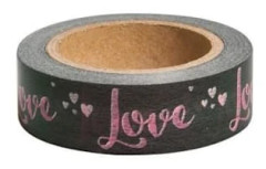 Washi Tape - RAYHER - Kärlek - 15 m x 3 cm - Brun - Dekorativ för icke-porösa ytor