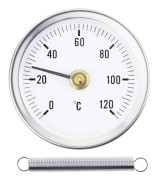 0-120° Termometer med fjäder, med klämma för rörfäste, rostfritt stål bimetall yta - 63MM