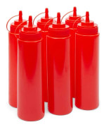 Återanvändbara Tomma Klämflaskor, Genomskinliga Med Rött Lock, BPA-Fria, Livsmedelsgodkända, Multifunktionella, Perfekta För Köksåser Eller Hantverk, Läcksäkra, Enkla
