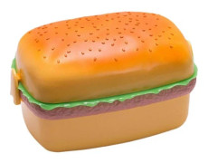 Cartoon Hamburger Lunchlåda, 3 Fack Bento Box med Gaffel och Sked Matförvaringsbehållare för Barn Vuxna Arbete
