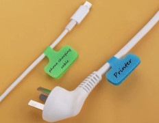 Kabelidentifieringskit, skrivbara trådmarkörer för enkel hantering, flerfärgade sladdetiketter för hem- och kontorsbruk, hållbar återanvändbar nylon (förpackning)