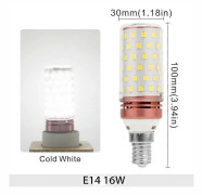 LED Majskolv Lampa Trefärgad Ljus E27 E14 Liten Skruv 12W 14W 16W 18W Majslampa Ljus Stearinljus Lampa Hushållskrona white E14 16W