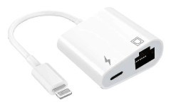 Lightning till Ethernet-adapter, [kompatibel med Apple Mfi-certifierad] 2 i 1 Rj45 Ethernet Lan-nätverksadapter med laddningsport, Plug and Play