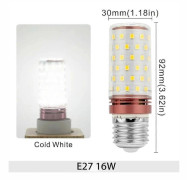 LED Majskolv Lampa Trefärgad Ljus E27 E14 Liten Skruv 12W 14W 16W 18W Majslampa Ljus Stearinljus Lampa Hushållskrona white E27 16W