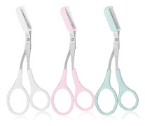 Ögonbrynstrimmer Sax Med Kam Ögonbrynsformande Sax Halkfritt Fingergrepp Hårborttagning Grooming Tillbehör För Män Kvinnor (svart, Rosa, Blå)-C pink white