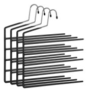 Songmics 4 byxor hängare, 5-bar klädhängare, rymdbesparande, svart