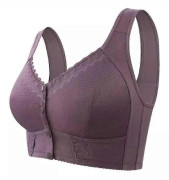 Evybliss BH, Moona BH - Andningsbar BH med Frontknäppning för Seniorer Purple 38/85