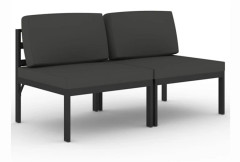 vidaXL Trädgårdssoffa 2-sits med dynor aluminium antracit Antracit