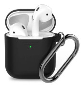 KeyBudz Elevate Keychain - Fodral för trådlösa öronsnäckor - mjuk silikon - svart - för Apple AirPods (1:a generation, 2a generation)