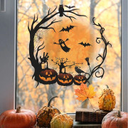 Färgglada Halloween-dekorationer, återanvändbara dubbelsidiga fönsterdekaler för slät yta, högkvalitativ inomhusdekor, perfekt för