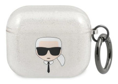 Karl Lagerfeld Case Karl Lagerfeld KLA3UKHGS Apple AirPods 3 skydd silver/silver Glitter Karl`s Head