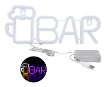 LED Neon Skylt BAR Form USB Eller Batteridriven Hög Säkerhet Brett Använd Bar Neon Lampa för Sovrum Fest Trädgård Lila BAR