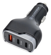 Billaddare USB-C USB QC/2x USB-C - Svart