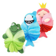 Tvättbar duschpuff för barn, Söt badpuff för kroppen, Djurformade duschbollar Loofah-svampar, Nät-svamp kroppsskrubb för barn-A