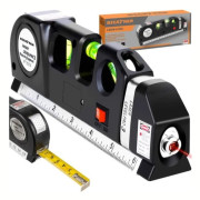 Vattenpass med Laser | Laservattenpass med Inbyggt Måttband 250cm_qq