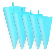 Blå - Set med 5 återanvändbara spritspåsar, 5 tjocka silikon spritspåsar för DIY tårtdekoration