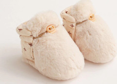 Bebisskor i plysch - Beige / S 10cm