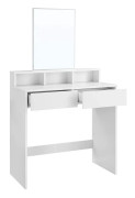 Sminkbord med stor rektangulär spegel, sminkbord med 2 lådor och 3 öppna fack, sminkbord, modern stil, vit RDT113W01