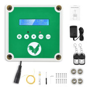 Automatisk hönshusdörr, dörröppnare med fjärrkontroll, ljussensor & timer, 3 strömlägen inkl. solkraft, rosa