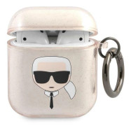 Karl Lagerfeld Case Karl Lagerfeld KLA2UKHGD Apple AirPods skydd guld/guld Glitter Karl`s Head