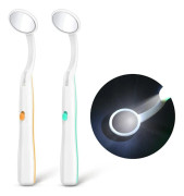 Tandspegel med Lampa 2 Stycken Munnspegel Tandinspektionsspegel Oral Spegel med LED-Lampa Batteri Ingår, Grön och Orange