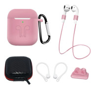 [5-Pack] Airpods 1/2 Tillbehör Set - Rosa
