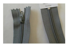 Dragkedja - CSM - 30 cm - Ljusgrå - Plastnät - Metaldrag