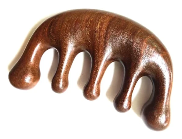 Trämassagekam Gua Sha Kam Bredtandad Kam för Huvud Hårbotten, Ansikte, Kroppsmassage Naturlig Sandelträ Massager Gåva till Kvinnor Män