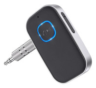 [QD] Bluetooth-mottagare för bil, brusreducerande 3,5 mm AUX Bluetooth-billaddare, handsfree-samtal, 16 timmars batteritid - Svart+Silver
