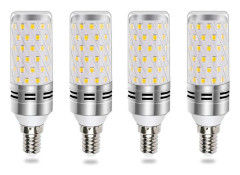 LED hushållslampa 12w16w majskolv E12 skruv smart trefärgad vit ljus 6000K randiga silver aluminiumdelar E14-16w 4st
